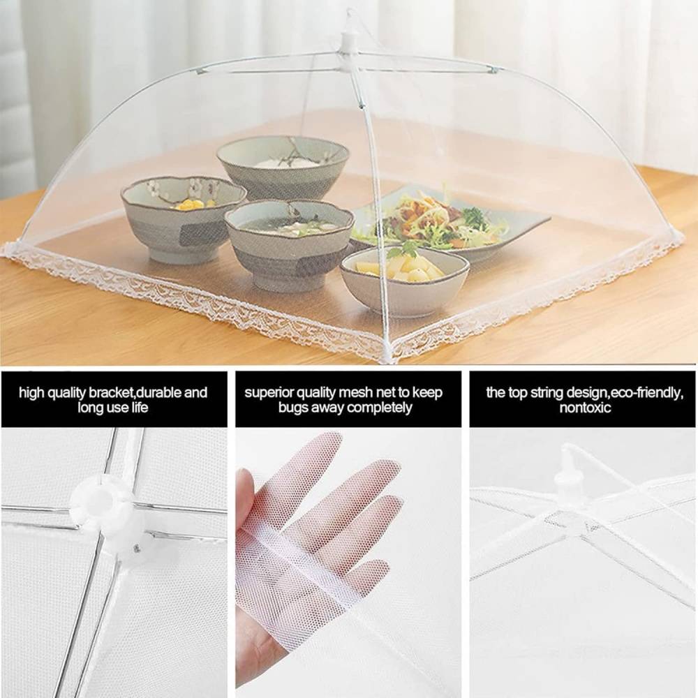 Mounteps Lot 5 Couvertures Alimentaires Pliables Anti-Insectes – Filet Protection Repas BBQ, Pique-Nique Et Extérieur