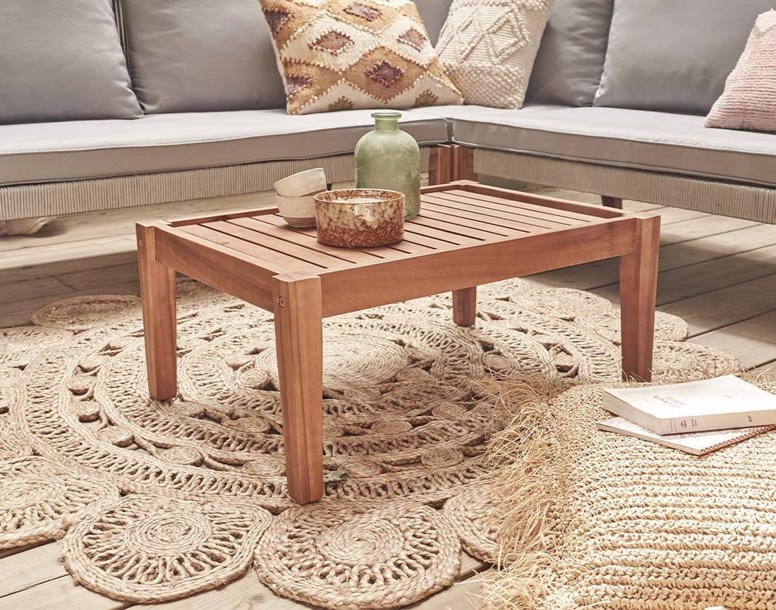 Best Mobilier - Papua - salon bas de jardin 5 places - bois, corde et coussins gris - Best Mobilier - Imagen 5