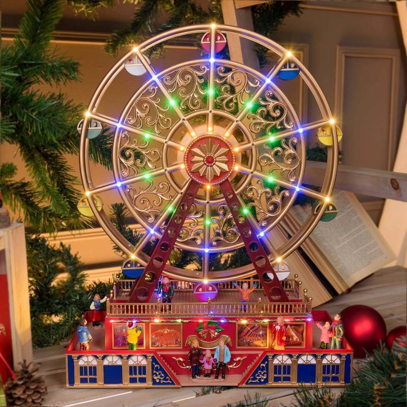Lotti - Village de Noël Grande Roue Panoramique H48cm avec mouvement en Rotation à LED Musique H48 Lotti - Imagen 1