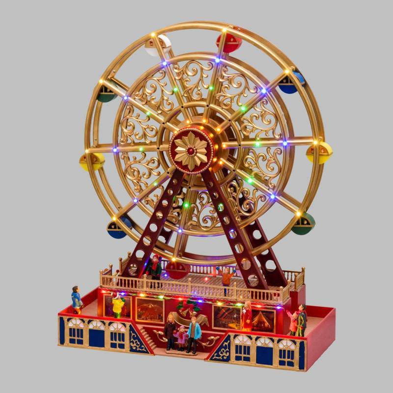 Lotti - Village de Noël Grande Roue Panoramique H48cm avec mouvement en Rotation à LED Musique H48 Lotti - Imagen 4