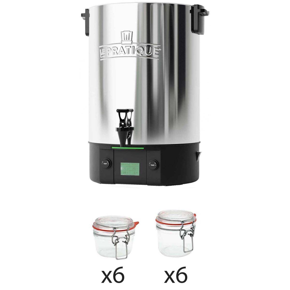 LE PRATIQUE - Stérilisateur électronique en inox 14 bocaux 2200 W avec 12 bocaux en verre Stérilisateur + 6 bocaux de 125 ml + 6 bocaux de 200 ml - Imagen 1