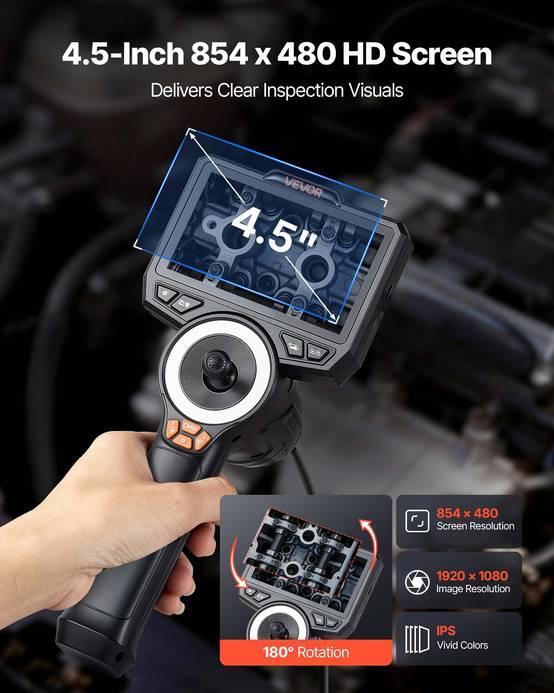 Timestap Camera VEVOR Caméra Endoscopique Endoscope 360° 4 Voies Sonde 3,9 mm IPS HD 4 ...