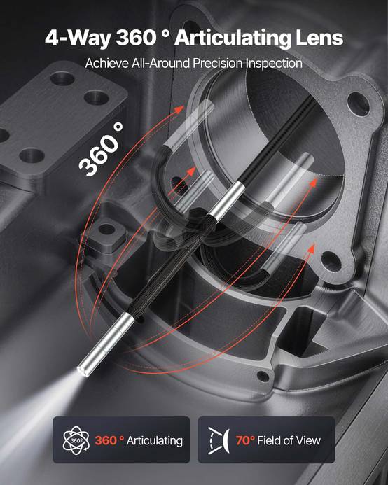 Timestap Camera VEVOR Caméra Endoscopique Endoscope 360° 4 Voies Sonde 3,9 mm IPS HD 4 ...