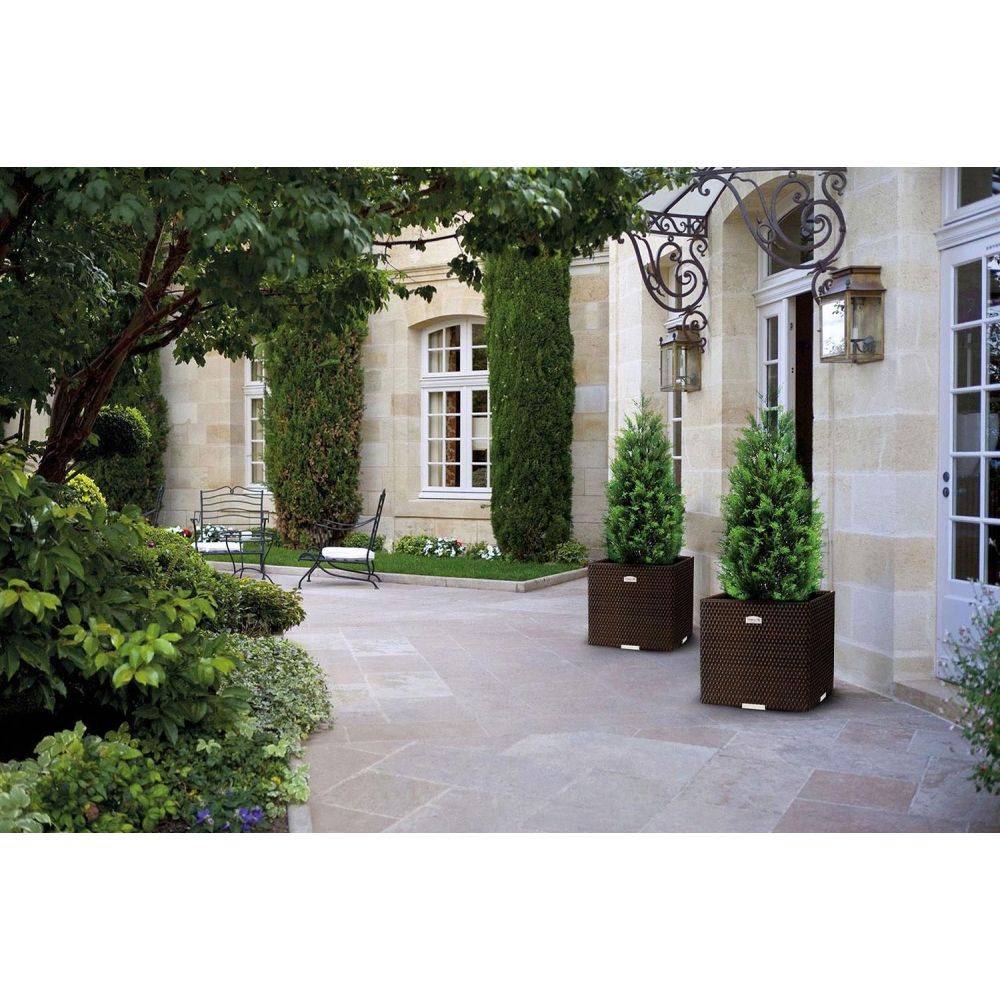 Rattan Art - Jardinière en résine tressée 46 x 46 x 46 cm Miel - Imagen 2