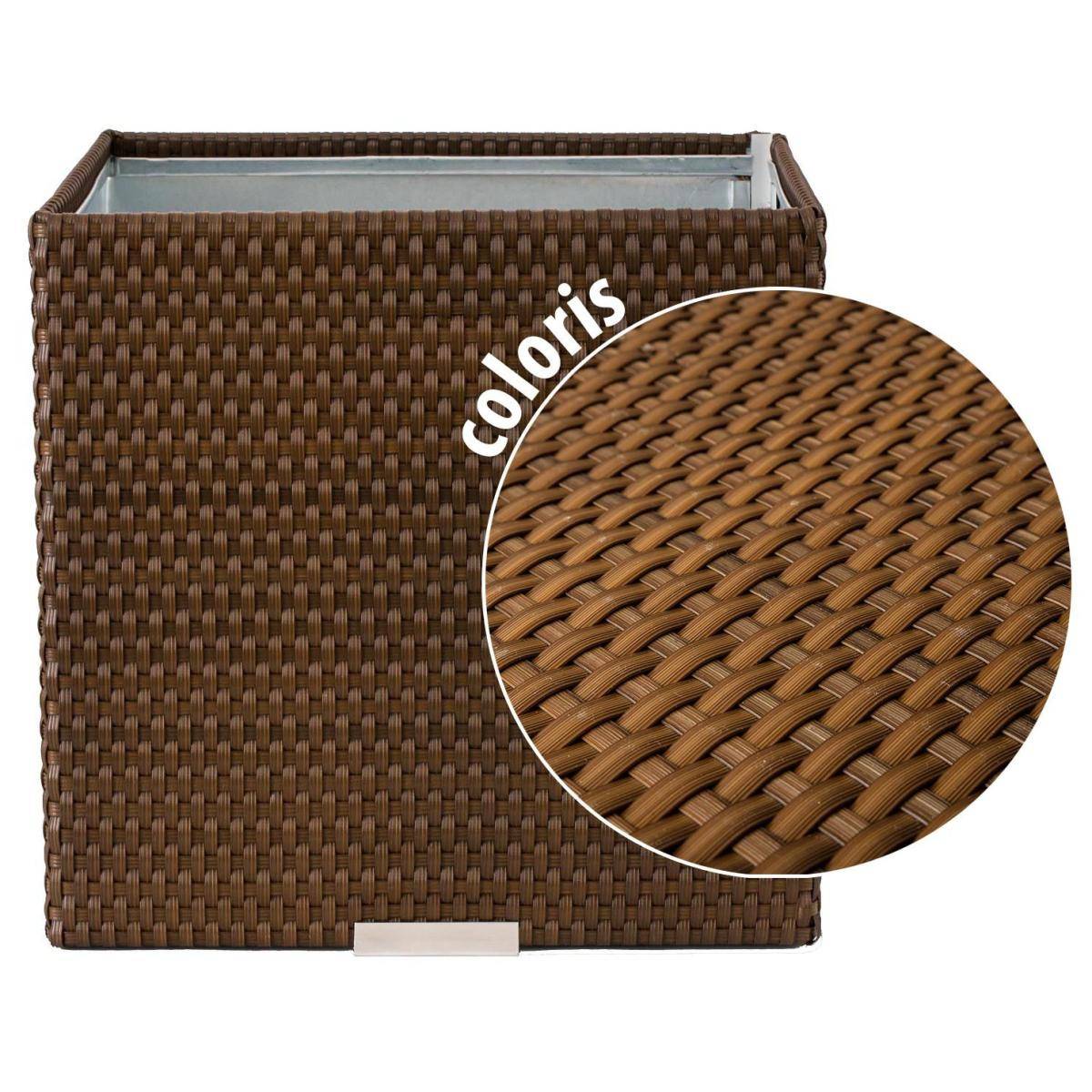 Rattan Art - Jardinière en résine tressée 46 x 46 x 46 cm Miel - Imagen 1