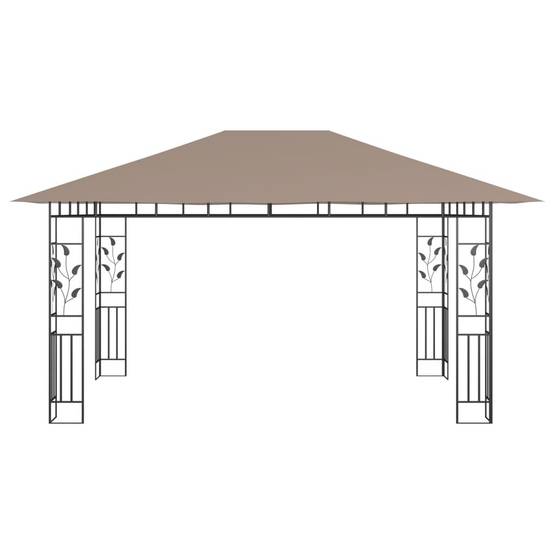 Pergola Jardin - Tonnelle de jardin - Belvédère avec moustiquaire 4x3x2,73 m Taupe 180 g/m² MI72 - Image 3