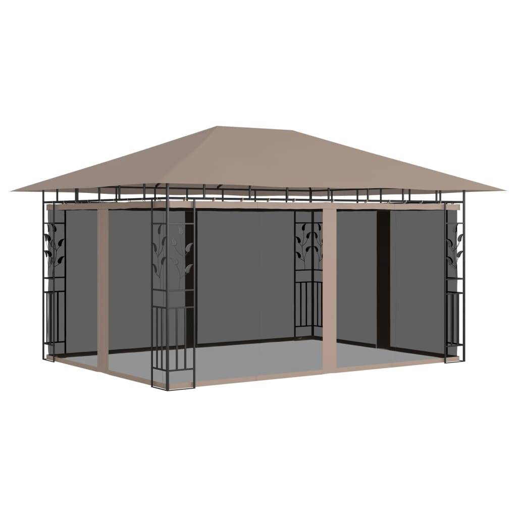 Pergola Jardin - Tonnelle de jardin - Belvédère avec moustiquaire 4x3x2,73 m Taupe 180 g/m² MI72 - Image 2
