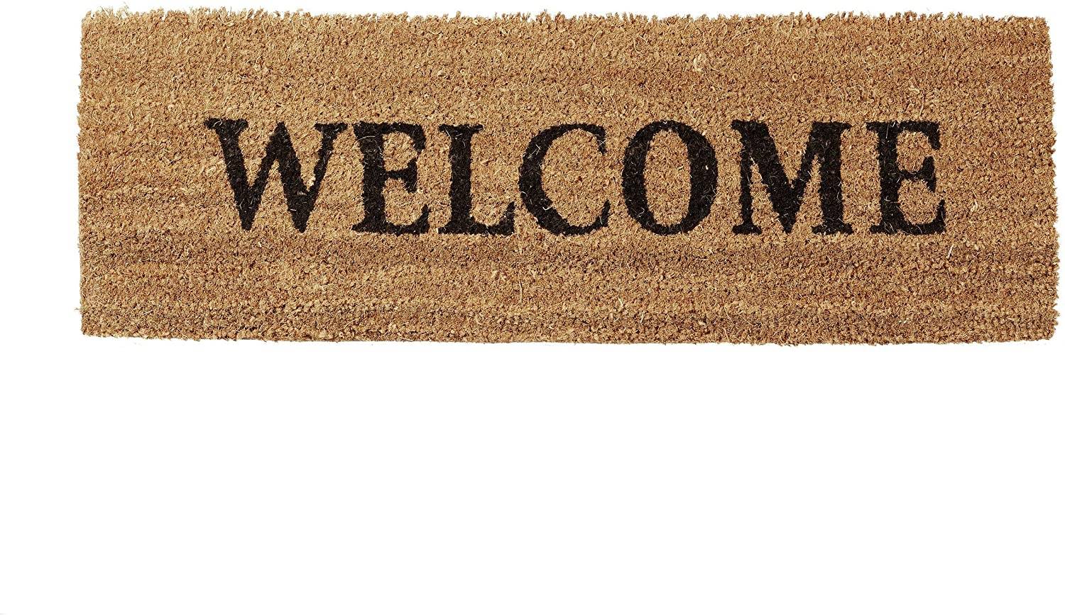 Helloshop26 - Paillasson long fibre de coco tapis de sol dessous caoutchouc antidérapant porte entrée jardin terrasse garage welcome 75 x 25 cm marron - Imagen 1