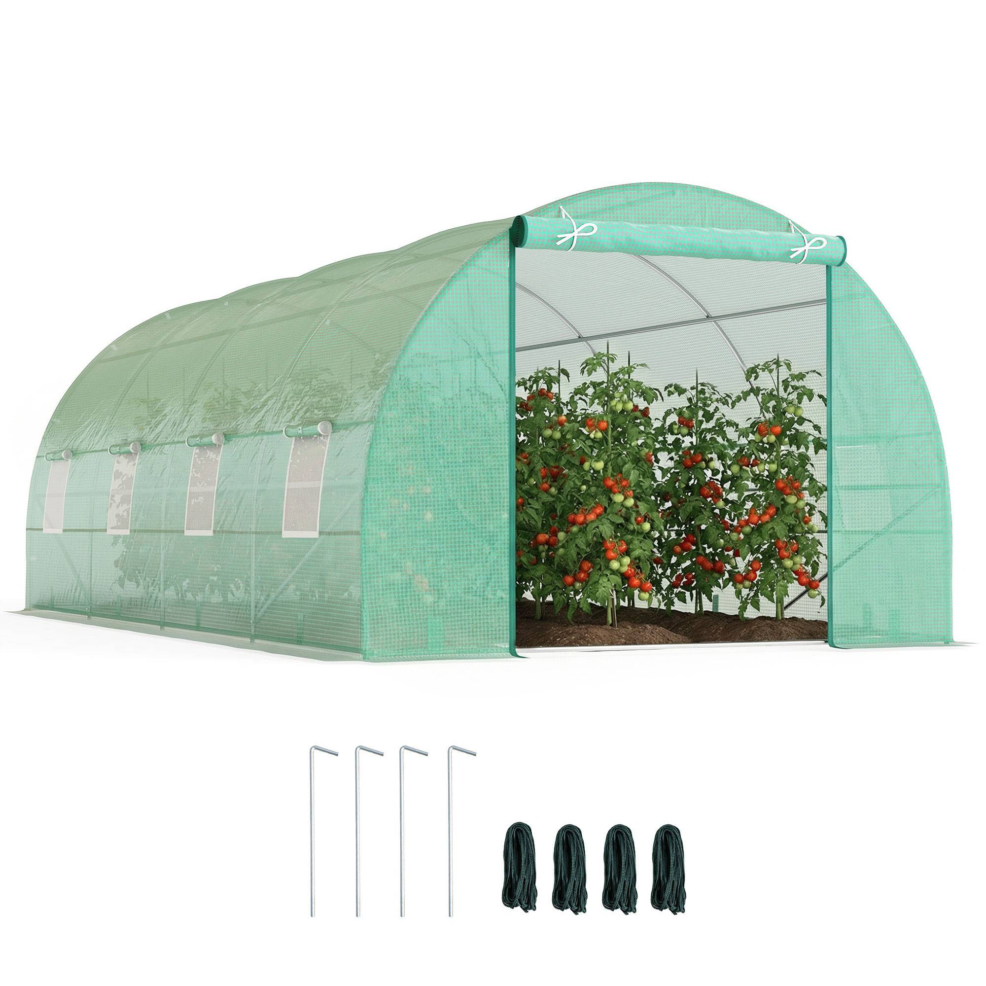 Sans Marque - Serre aluminium tomates chaude tunnel culture châssis froid fenêtre verte 595x300x200 cm - Image 1