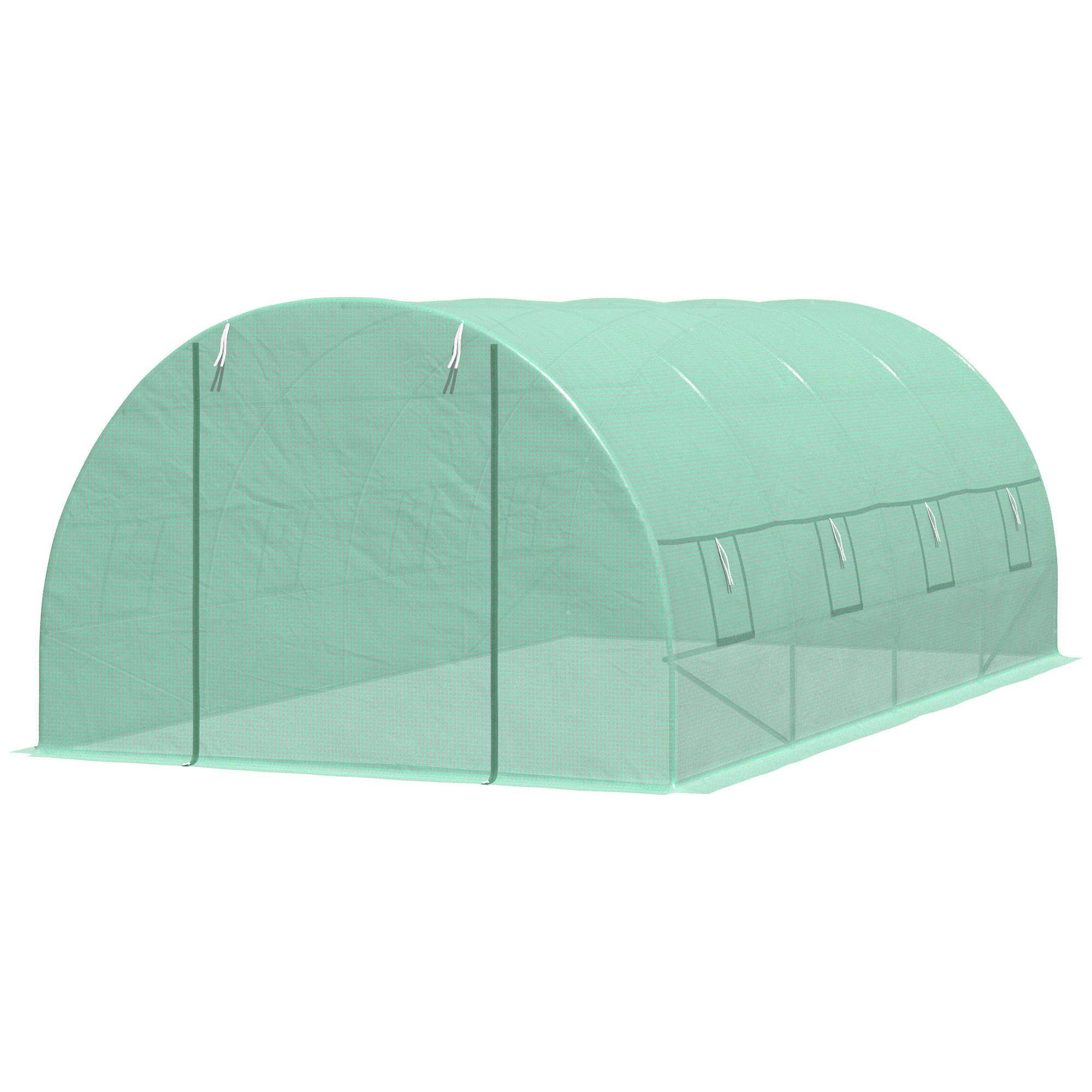 Sans Marque - Serre aluminium tomates chaude tunnel culture châssis froid fenêtre verte 595x300x200 cm - Image 2