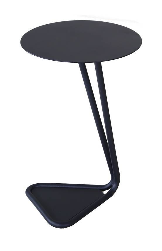 Proloisirs - Table basse ronde en aluminium et acier – EZE Ø 40 x H 60 – Coloris graphite