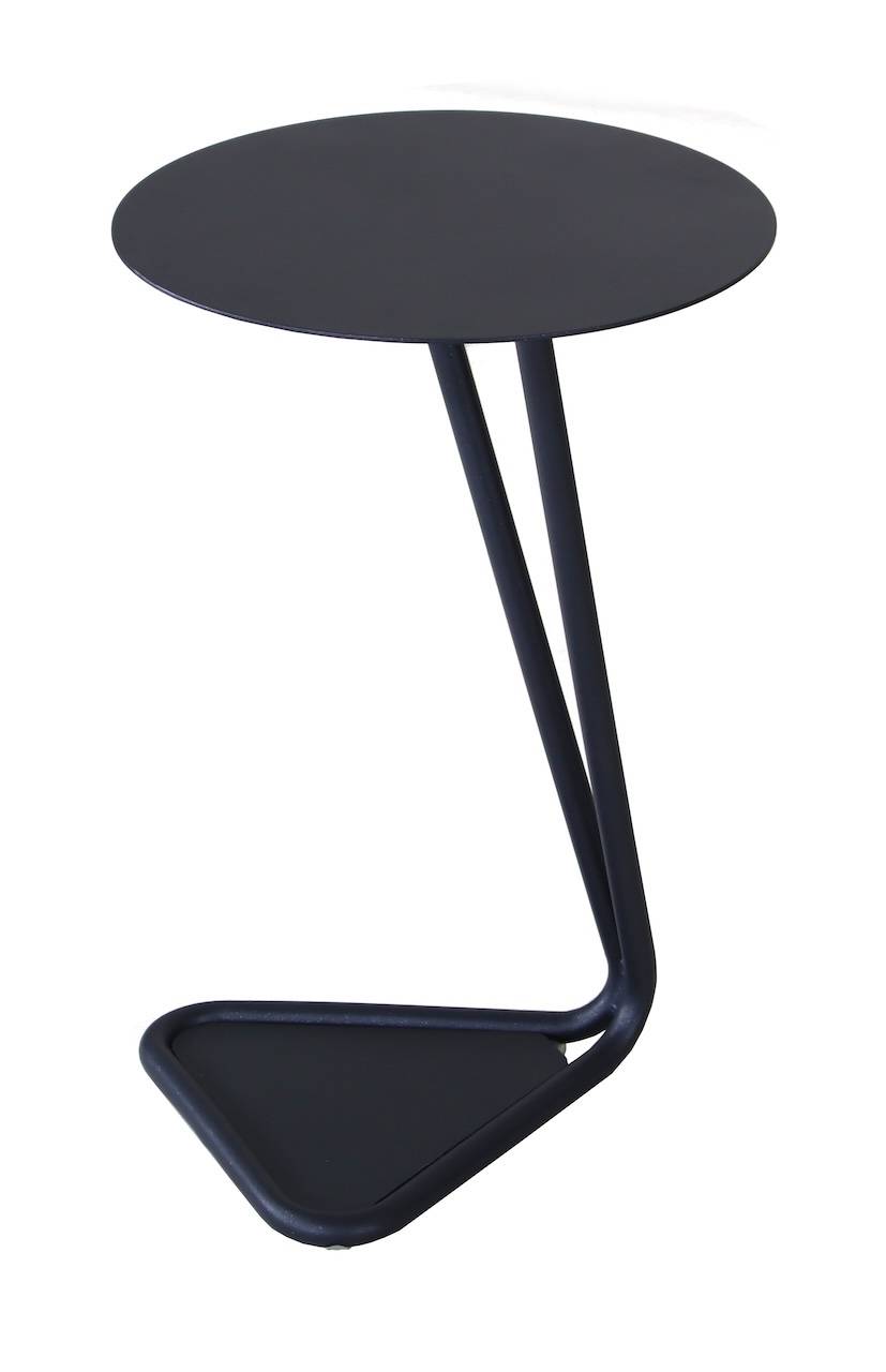 Proloisirs - Table basse ronde en aluminium et acier – EZE Ø 40 x H 60 – Coloris graphite