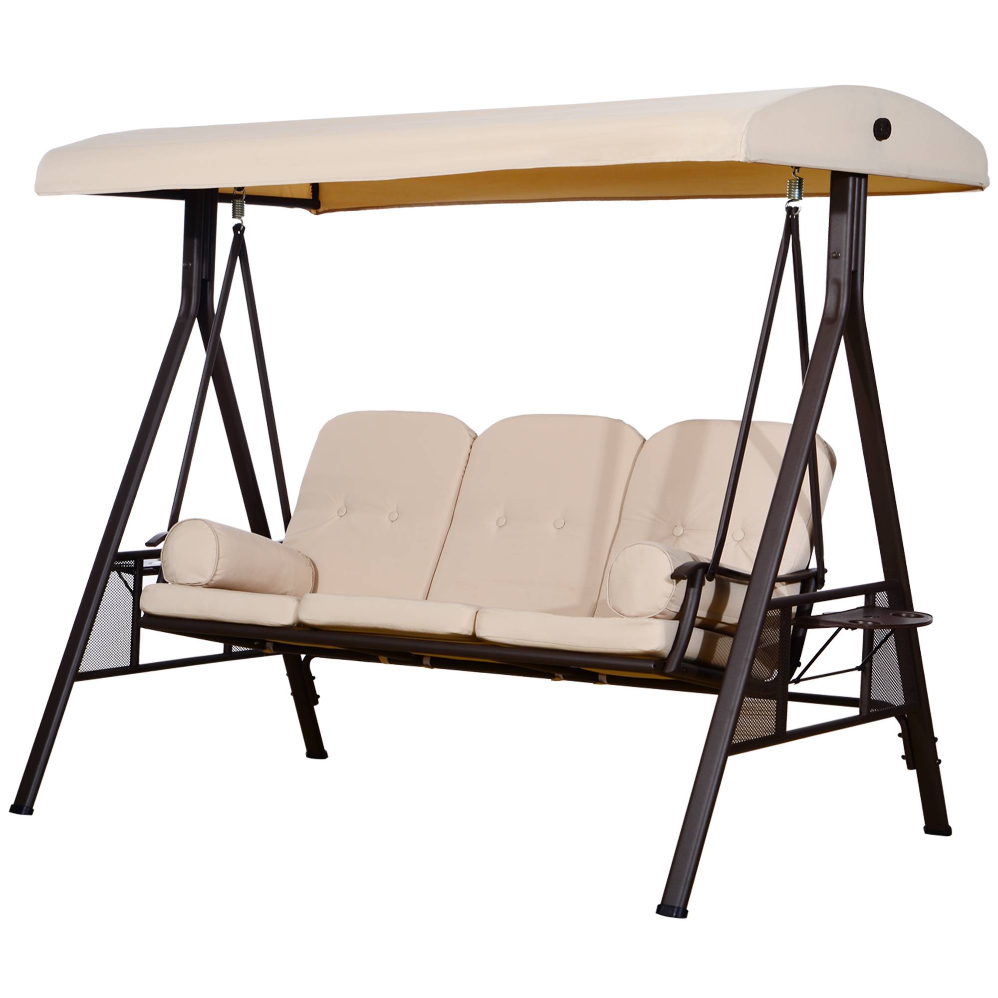 Balancelle 3 places métal patio toit inclinable grand confort 208x172cm noir - ComfortXL Outdoor Living - Image 2