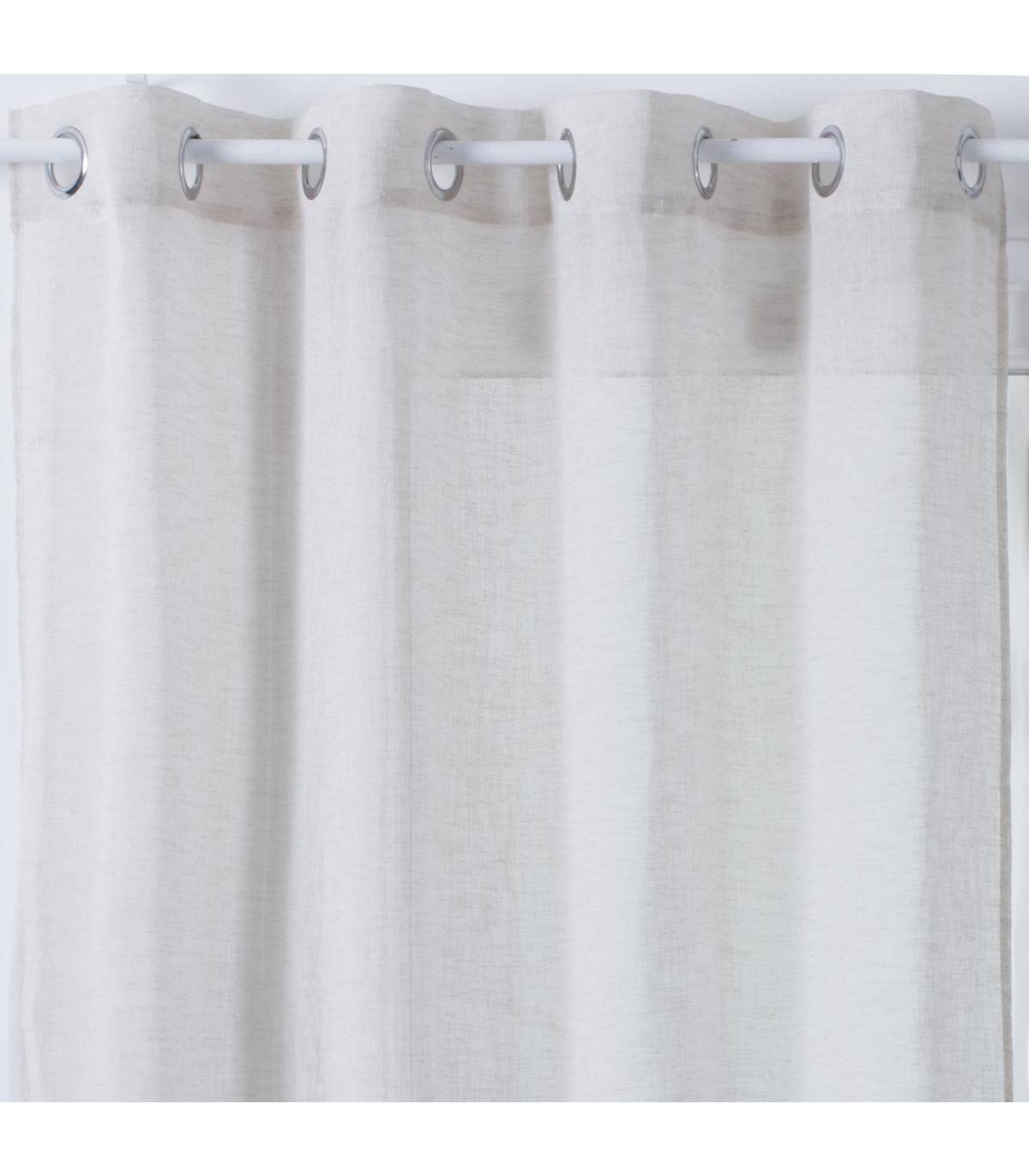 Voilage à œillets Beige Lin 140 x 240 cm - Imagen 1