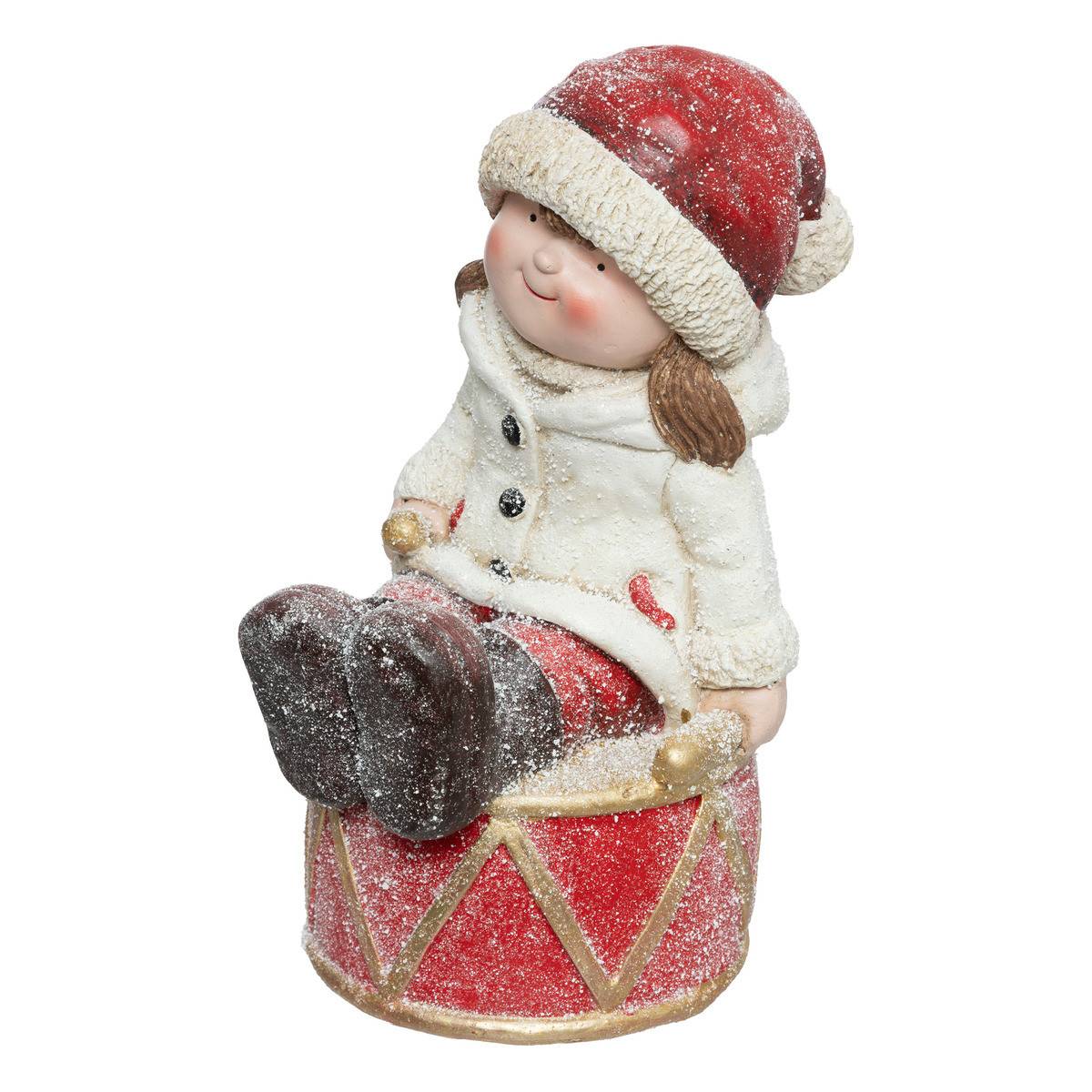 Fééric Lights & Christmas - Déco de Noël Fille musicienne en Hiver effet givré H 40 cm