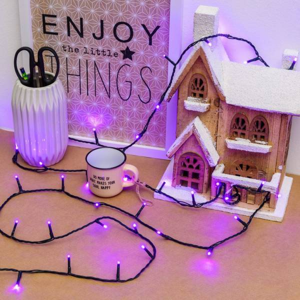 Lotti - Guirlande lumineuse violette 25 mètres 360 mini LED câble vert 8 modes d'animations Lotti - Imagen 5