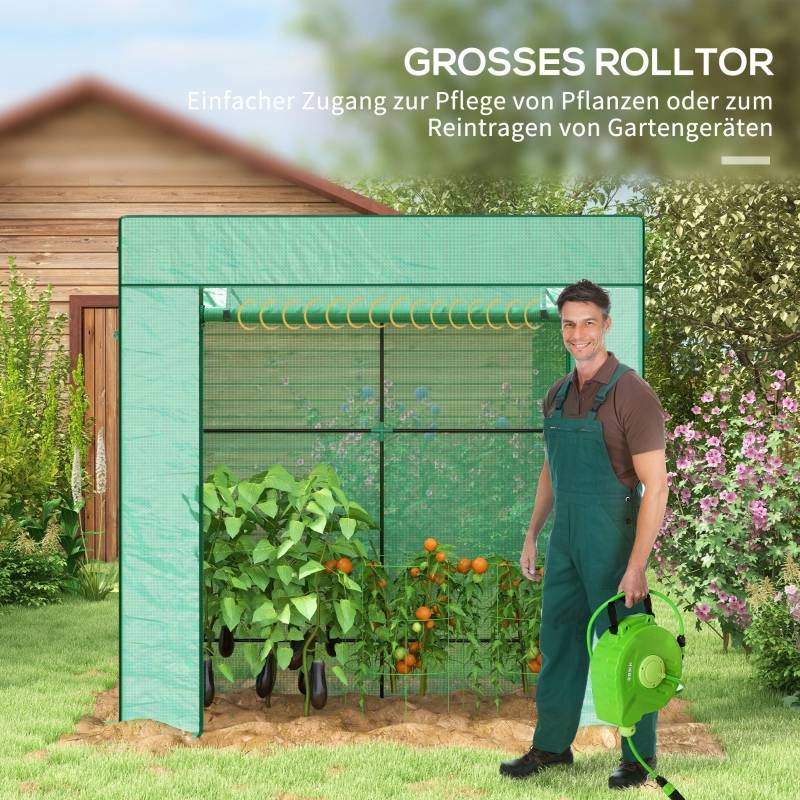 Serre à tomates PE pour jardin porte enroulable toit incliné 196x77x197cm Vert - ComfortXL Outdoor Living - Image 5