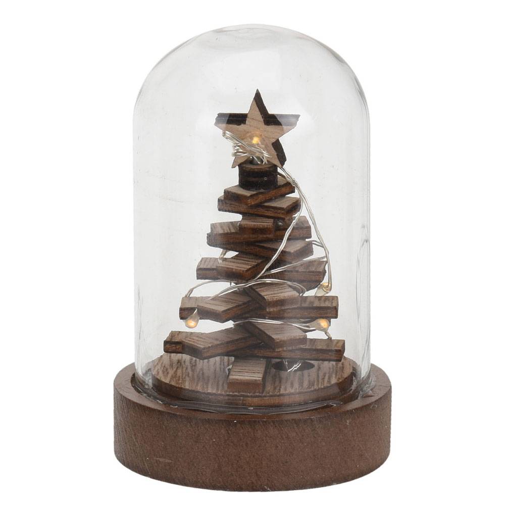 Sans Marque - Décoration lumineuse en bois sous cloche - Imagen 3