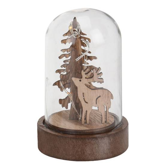 Sans Marque - Décoration lumineuse en bois sous cloche - Imagen 2