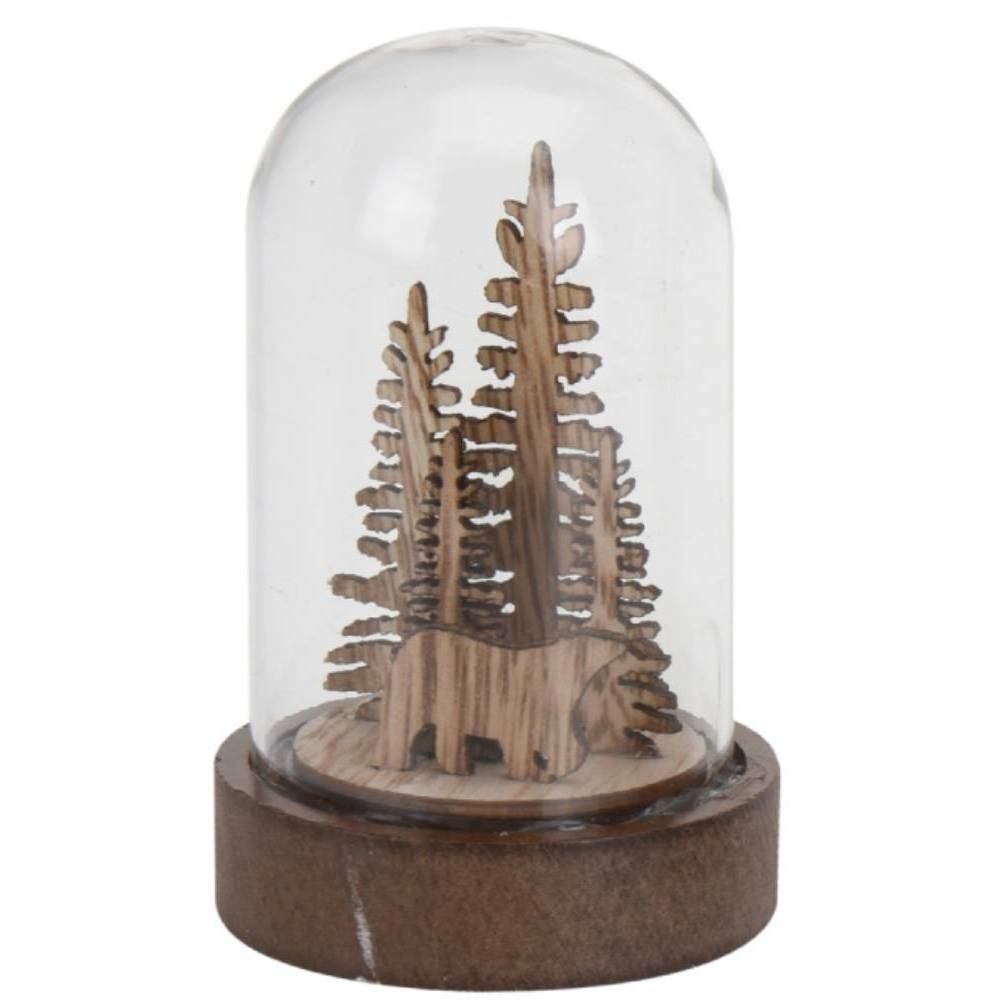 Sans Marque - Décoration lumineuse en bois sous cloche - Imagen 4