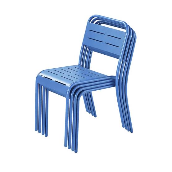 Ensemble table de jardin 120 cm et 4 chaises bleu BERGAME - Image 9