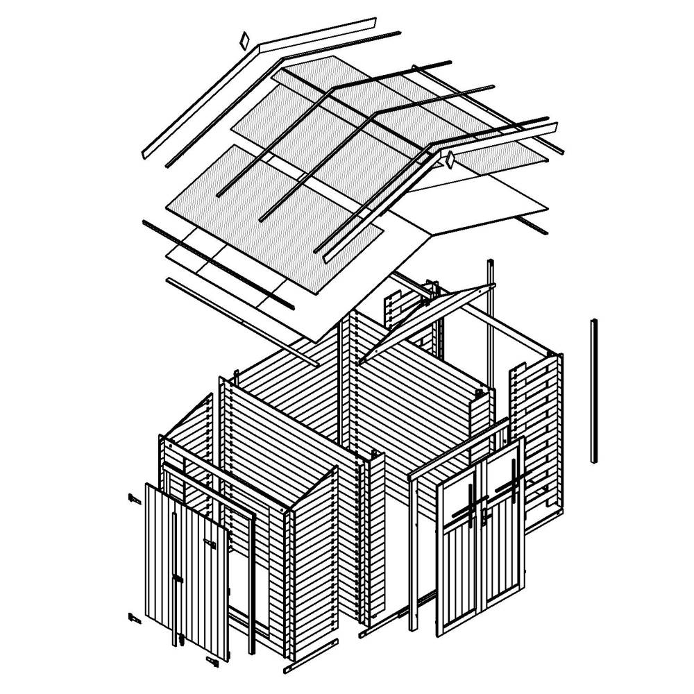 Timbela - Abri de jardin en bois et range bûches extérieur I206xL328xH218 cm / 3,53+0,97+0,97 m² - 19 mm d’épaisseur - Timbela M389F - Image 7