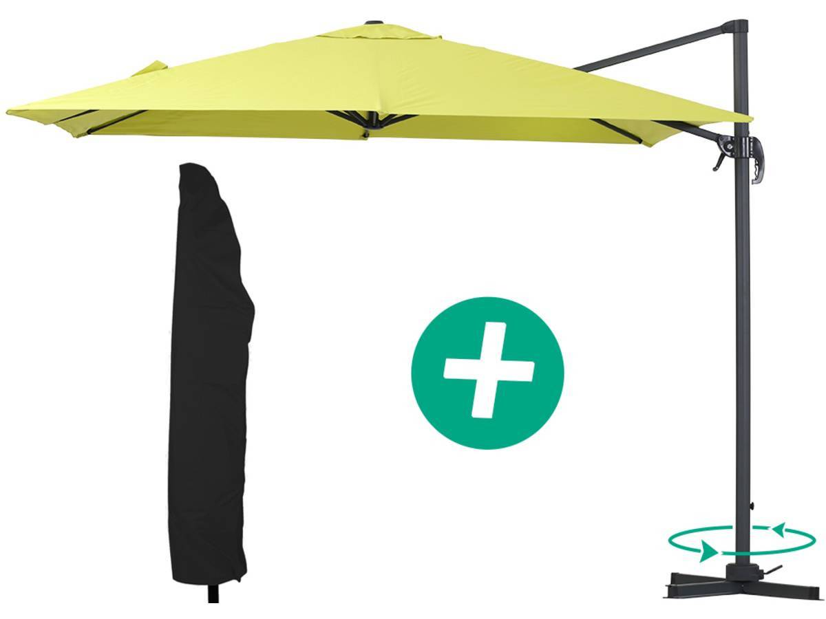 Habitat Et Jardin - Parasol Jardin Déporté Alu "sun 3" - Carré - 3 X 3 M - Vert + Housse De Protection -habitat Et Jardin - Imagen 1