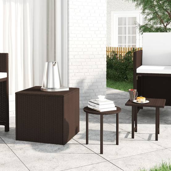 Tables d'appoint jardin résine tressée marron 50 x 50 x 46 cm - PANGIVO - Image 1