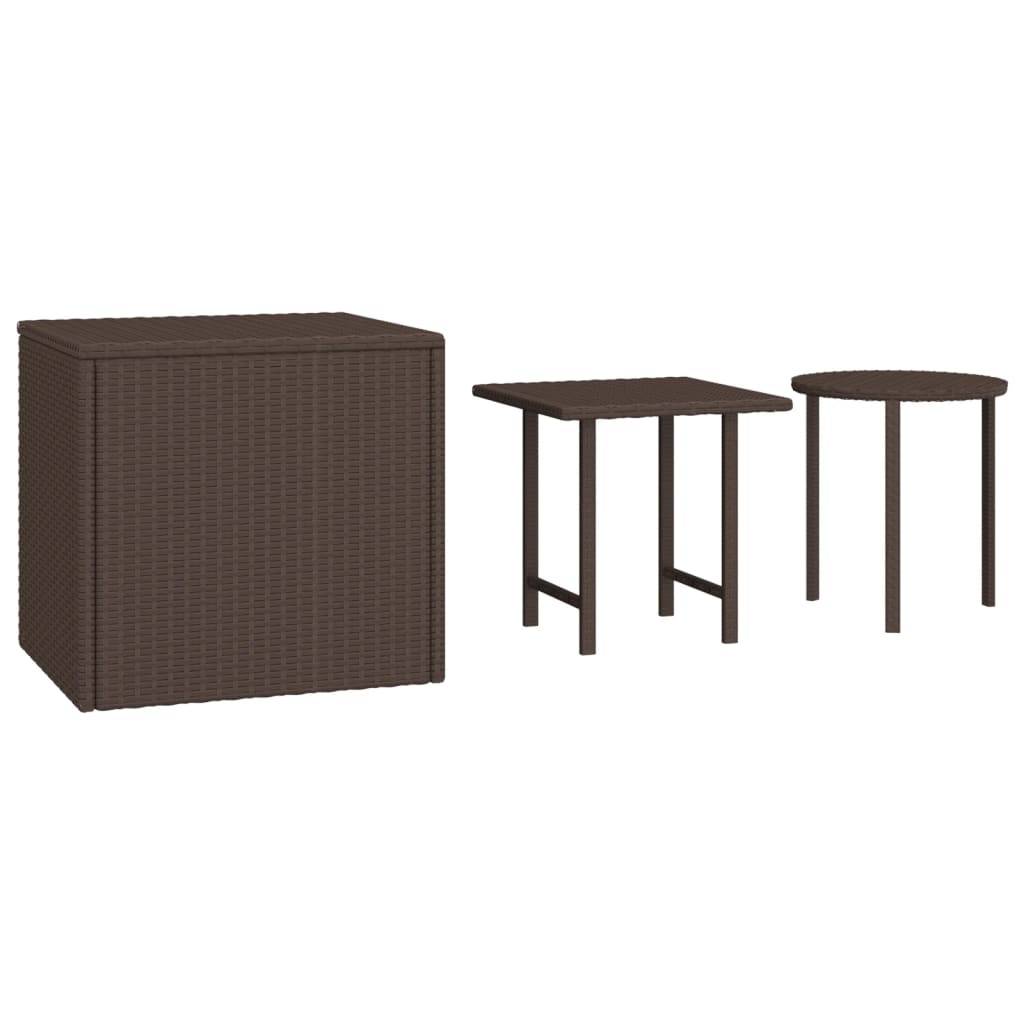 Tables d'appoint jardin résine tressée marron 50 x 50 x 46 cm - PANGIVO - Image 2