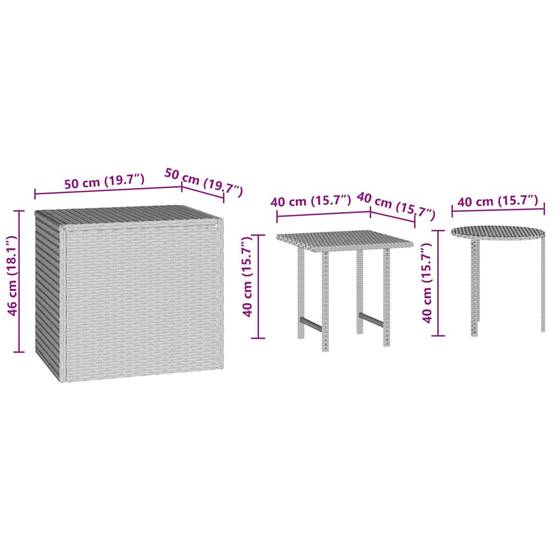 Tables d'appoint jardin résine tressée marron 50 x 50 x 46 cm - PANGIVO - Image 7