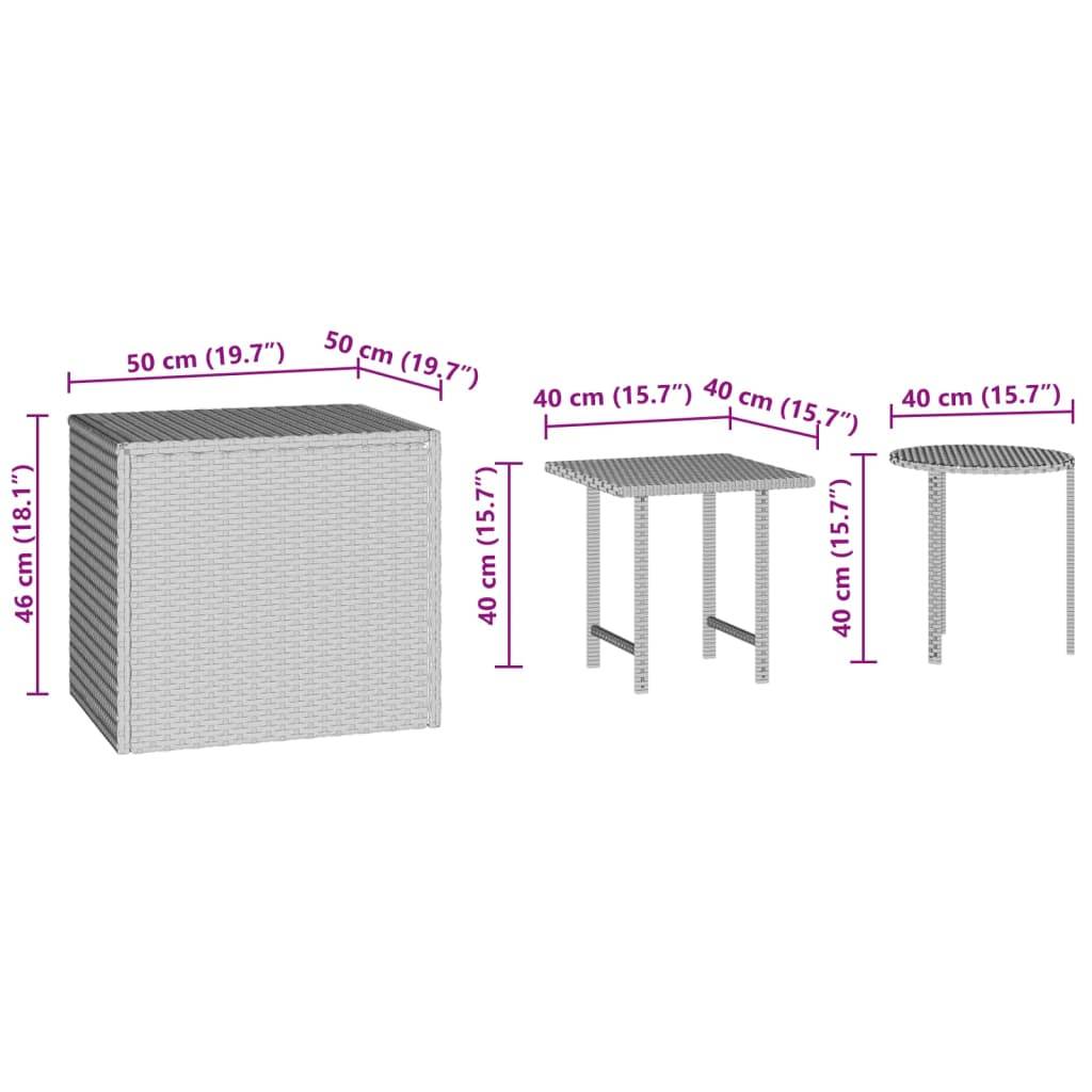 Tables d'appoint jardin résine tressée marron 50 x 50 x 46 cm - PANGIVO - Image 7