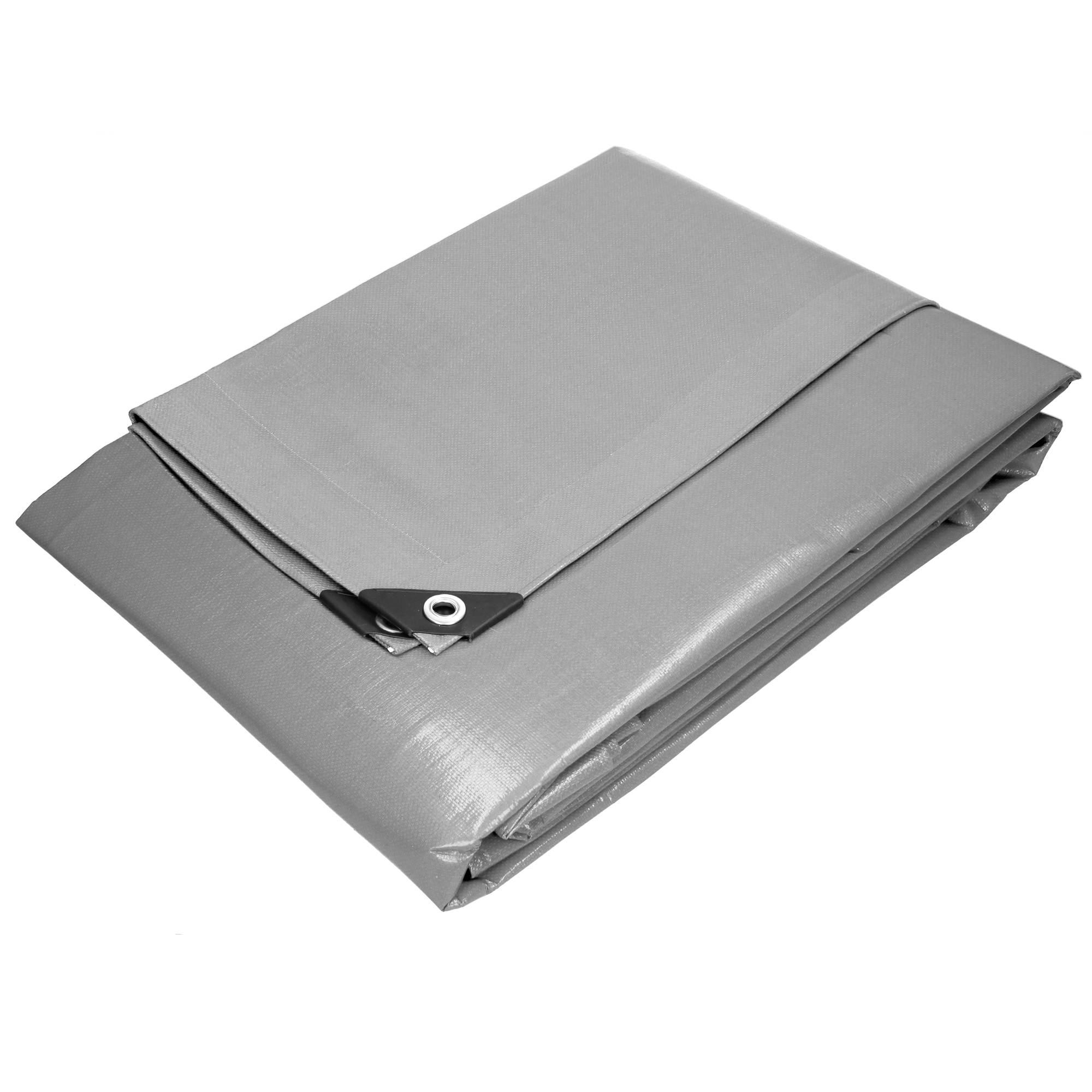 Ecd-Germany - Bâche de Protection Imperméable à l'Eau avec Oeillets - 6x8 m 48m² 260 g/m² - Polyéthylène PE Gris- Résistant à la Moisissure - Imagen 1