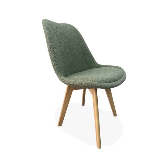 Lot de 4 chaises scandinaves NILS revêtement bouclette vert céladon. pieds bois de hêtre. chaise 1 place | sweeek - Image 5