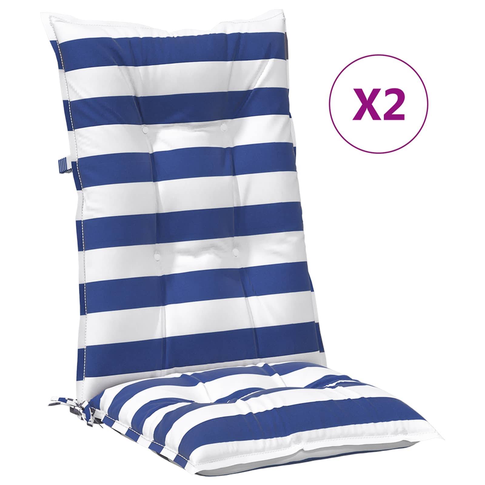 Coussins d'extérieur tissu bleu et blanc 120 x 50 x 7 cm, poids:3.6kg - PANGIVO - Image 4