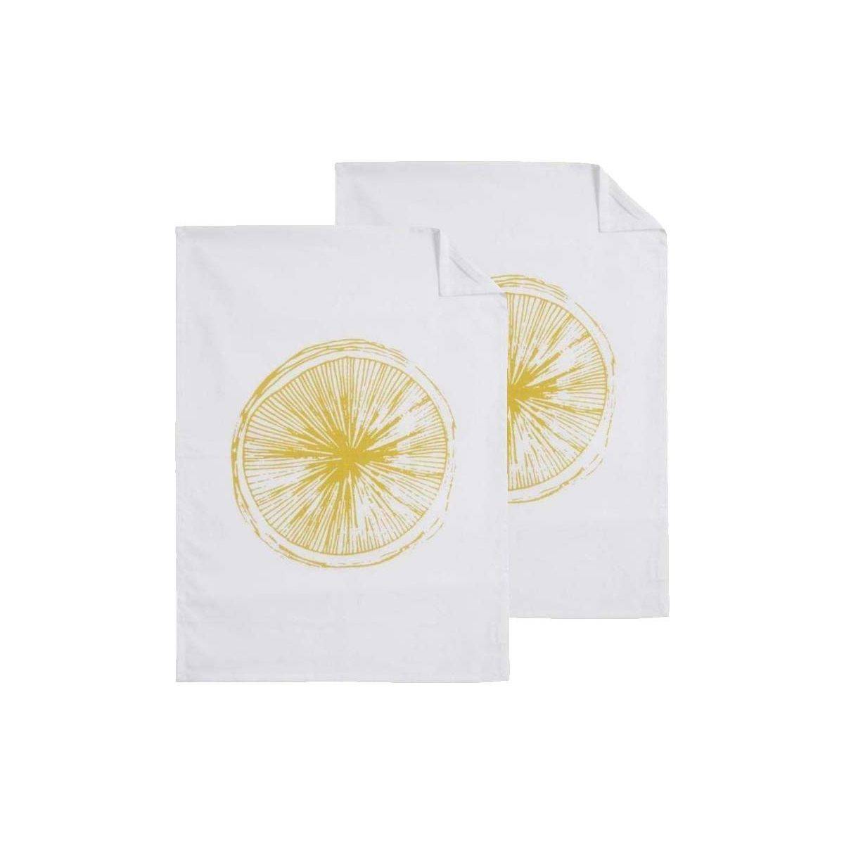 Aubry Gaspard - Torchon de cuisine en coton Citron (Lot de 2) - Imagen 1