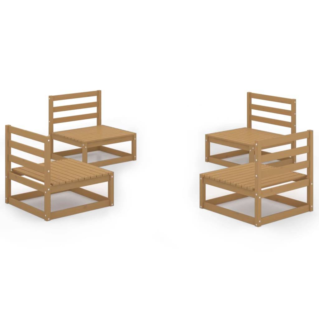 Helloshop26 - Salon de jardin meuble d'extérieur ensemble de mobilier 4 pièces marron miel bois de pin massif - Imagen 2