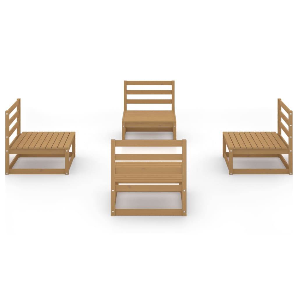 Helloshop26 - Salon de jardin meuble d'extérieur ensemble de mobilier 4 pièces marron miel bois de pin massif - Imagen 1