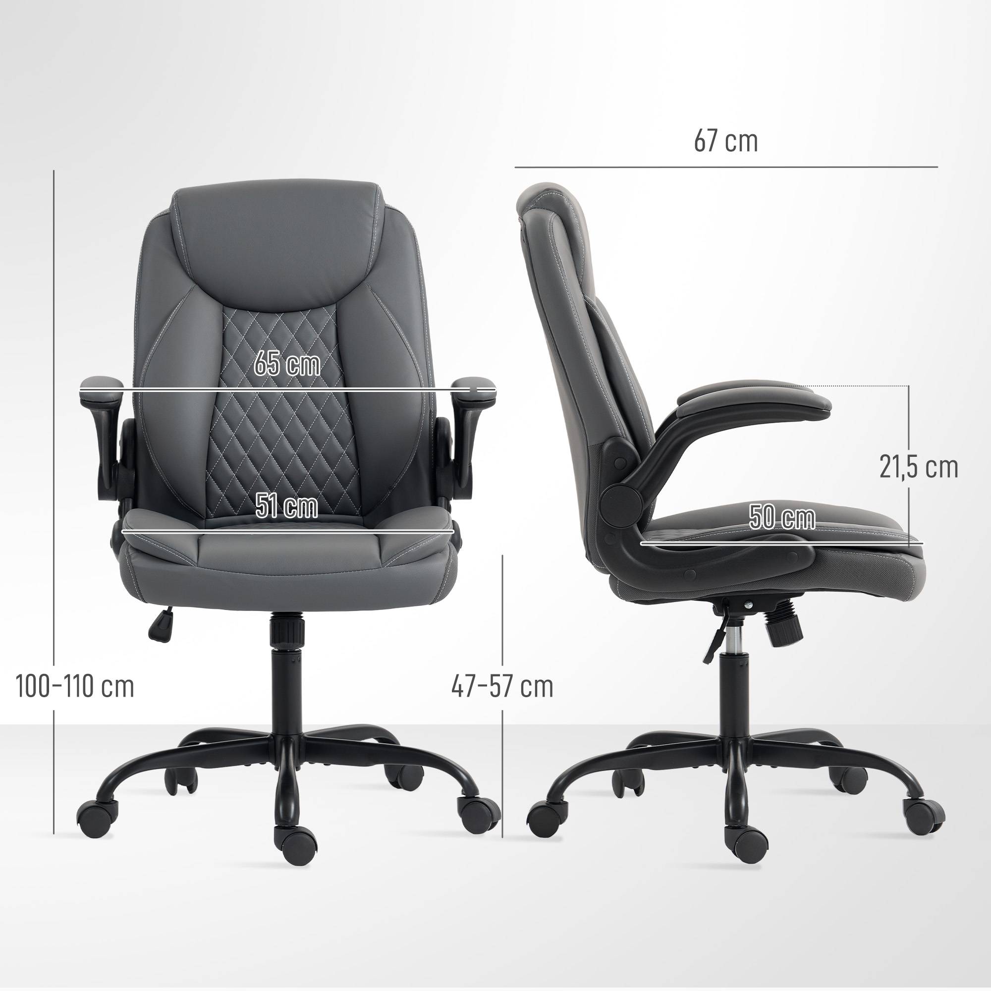 Sans Marque - Fauteuil de bureau, chaise bureau ergonomique avec accoudoirs relevables, hauteur réglable, fonction de bascule, gris - Image 5