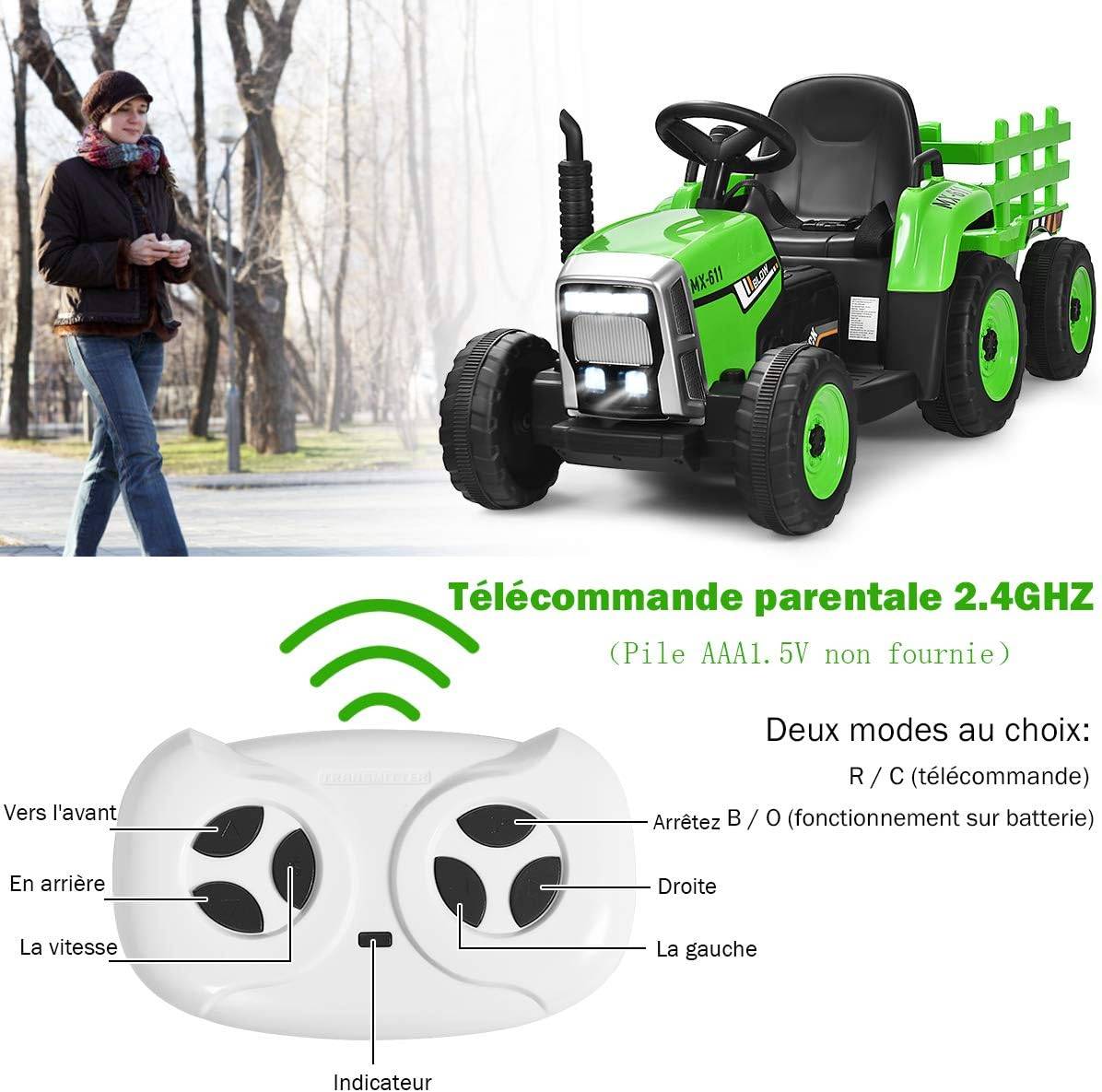 Coil Tracteur New Holland Avec Remorque - Buggy Sous Licence Avec Râteau et Pelle - Jouet en Plastique de Haute Qualité - Rutschauto Enfant (Bleu