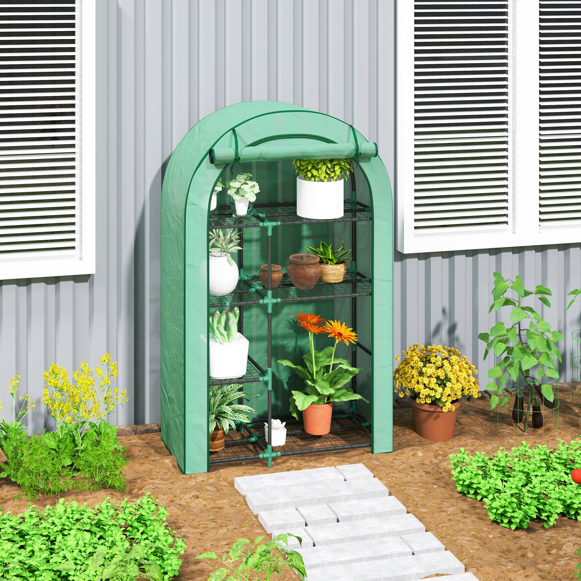 Serre Balcon Acier 4 Niveaux Housse Renforcée Tomates 100x45x160cm - ComfortXL Outdoor Living - Image 1