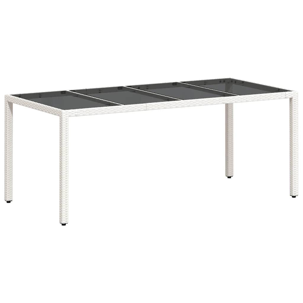 ComfortXL - Très Grande Table de Repas Blanche 190x90cm pour 8 Personnes, en Résine Tressée et Verre – ComfortXL Outdoor Living - Image 2
