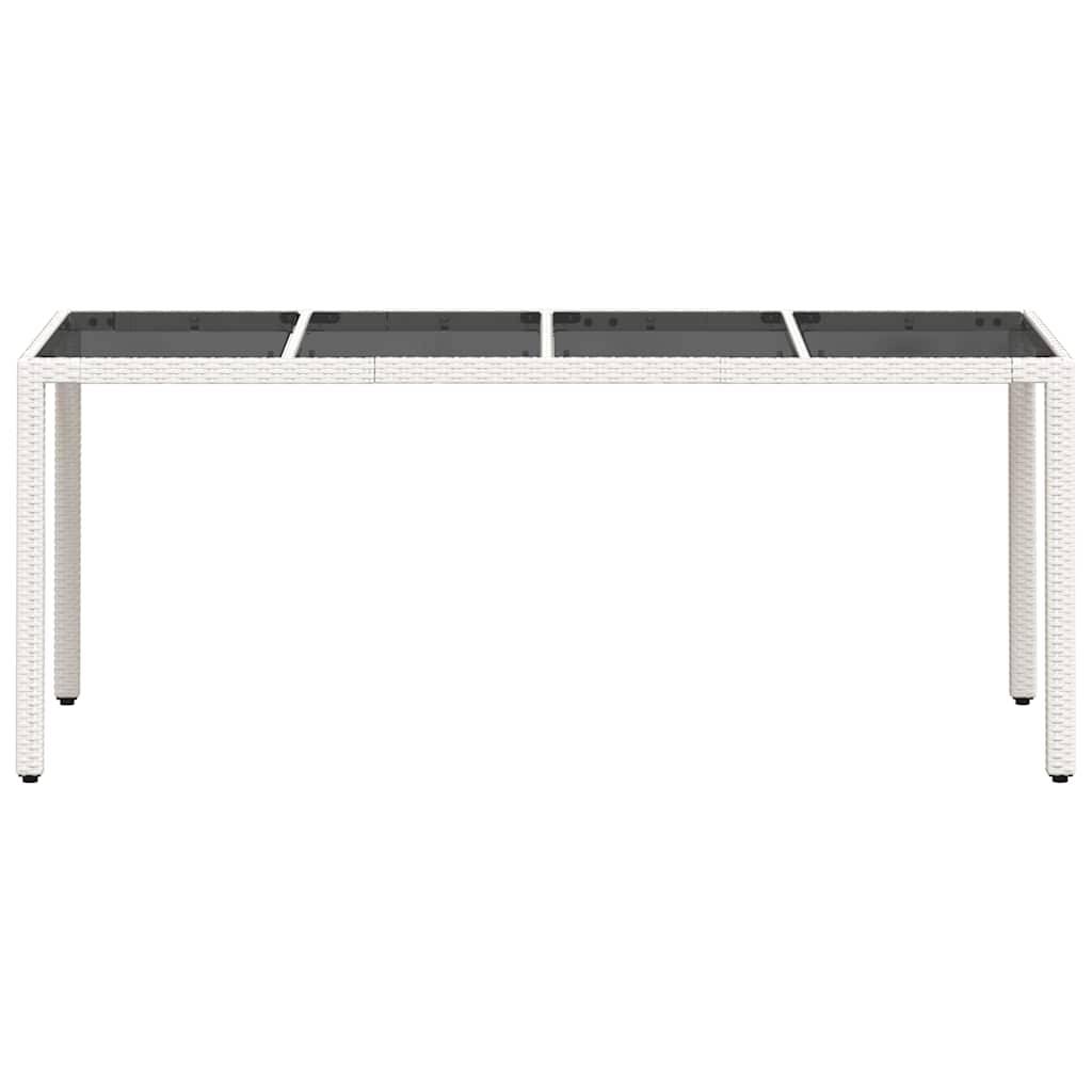 ComfortXL - Très Grande Table de Repas Blanche 190x90cm pour 8 Personnes, en Résine Tressée et Verre – ComfortXL Outdoor Living - Image 5