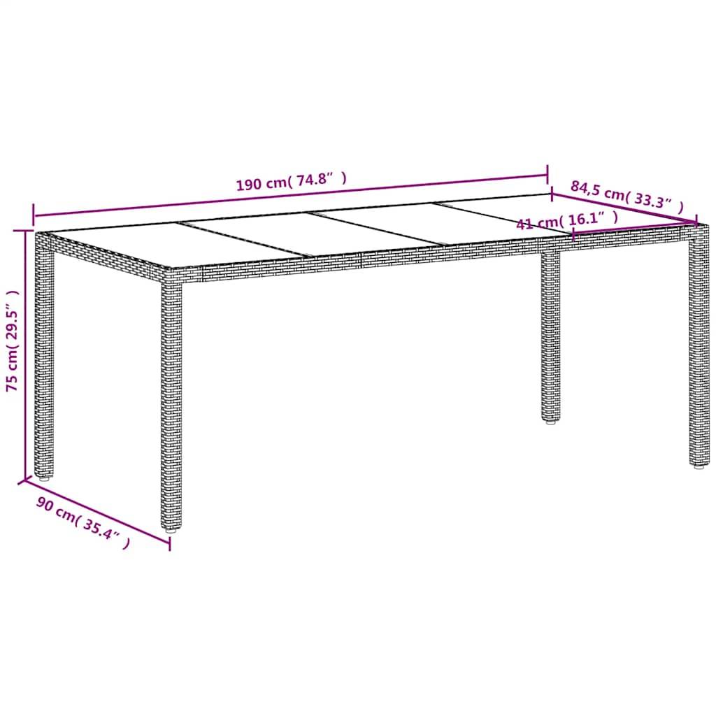 ComfortXL - Très Grande Table de Repas Blanche 190x90cm pour 8 Personnes, en Résine Tressée et Verre – ComfortXL Outdoor Living - Image 6