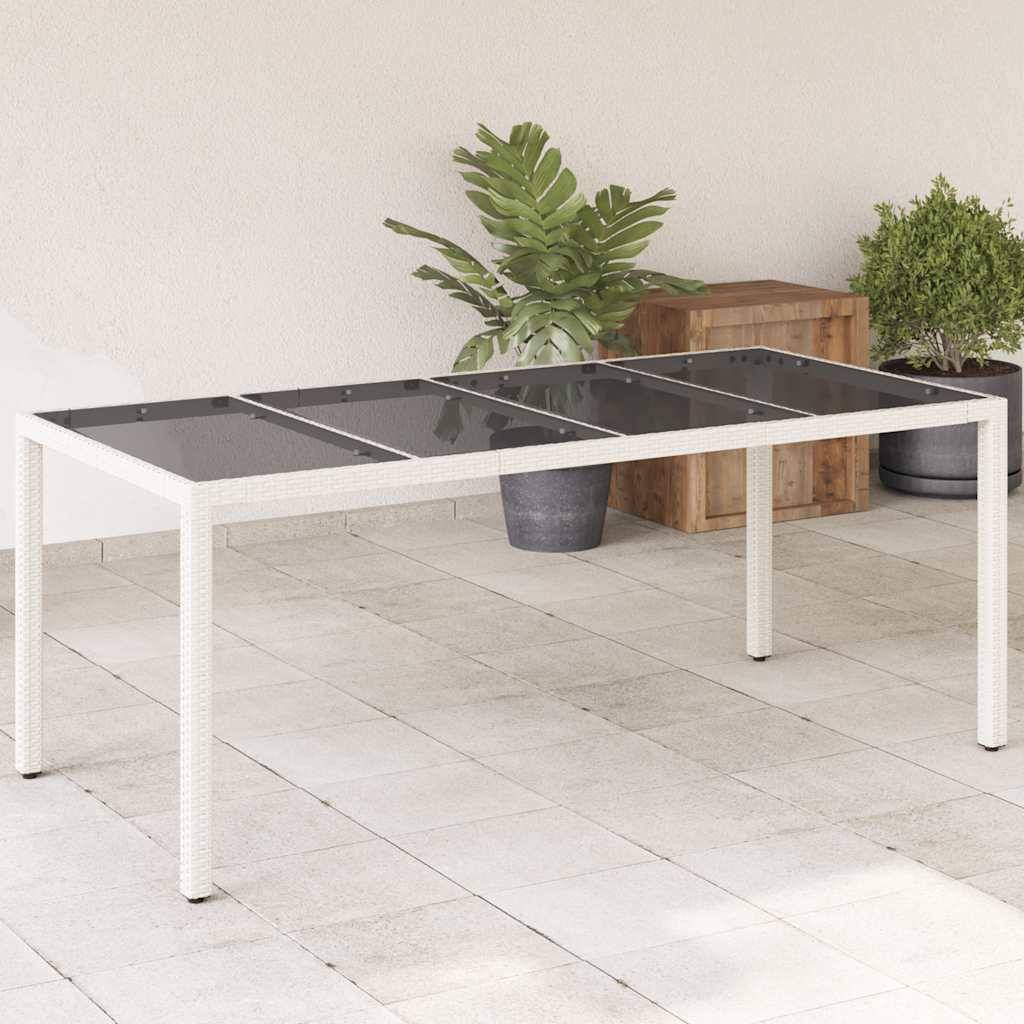 ComfortXL - Très Grande Table de Repas Blanche 190x90cm pour 8 Personnes, en Résine Tressée et Verre – ComfortXL Outdoor Living - Image 1