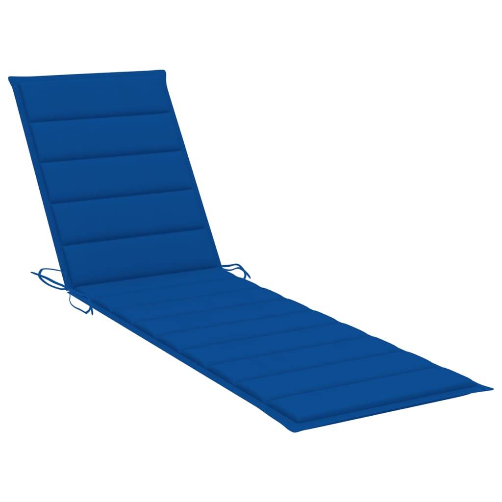 Helloshop26 - Lot de 2 transats chaise longue bain de soleil lit de jardin terrasse meuble d'extérieur avec coussin bleu royal teck solide - Imagen 9