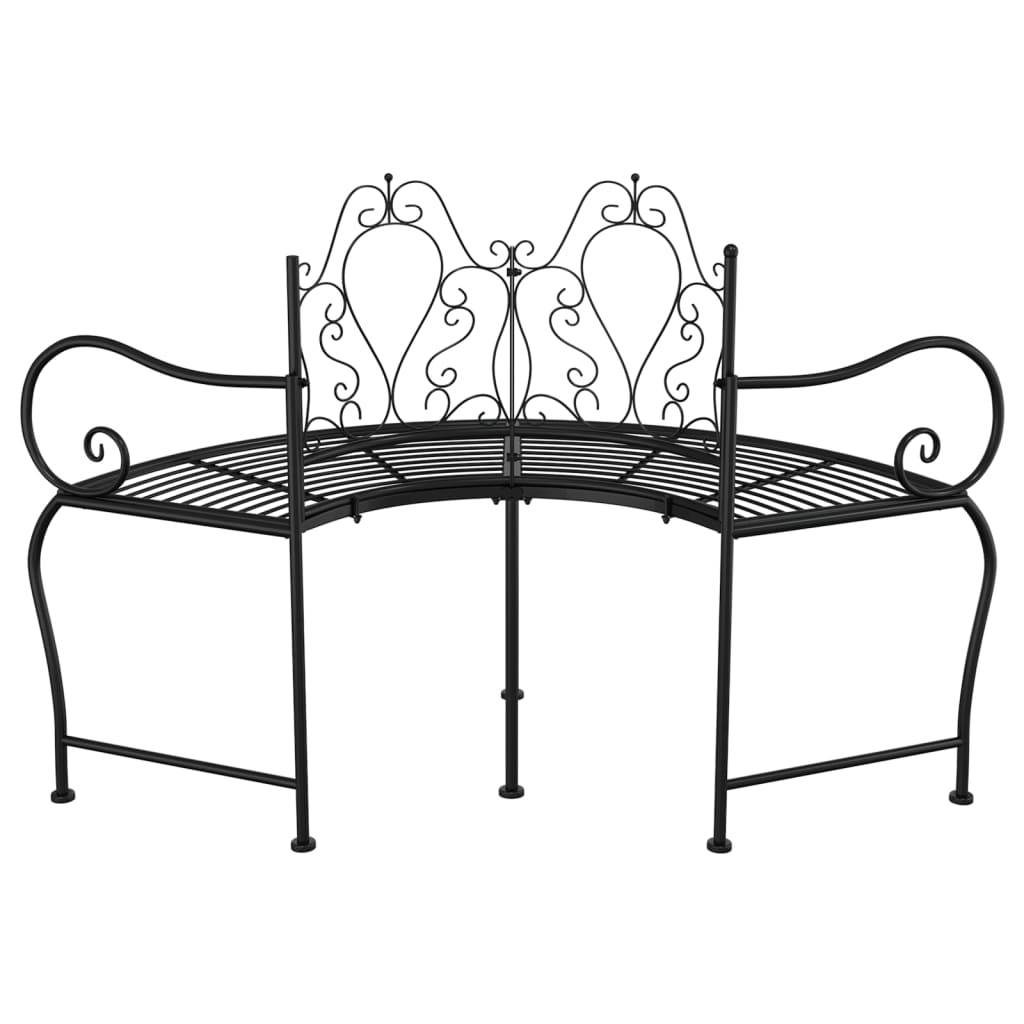 Helloshop26 - Banc de jardin meuble de patio d'extérieur terrasse tour d'arbre 150 cm noir acier - Imagen 2