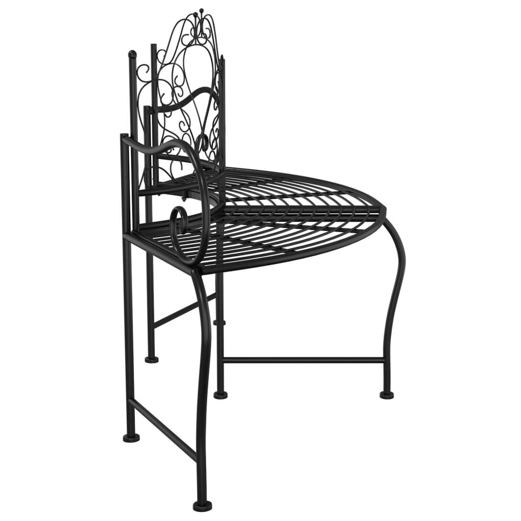 Helloshop26 - Banc de jardin meuble de patio d'extérieur terrasse tour d'arbre 150 cm noir acier - Imagen 4