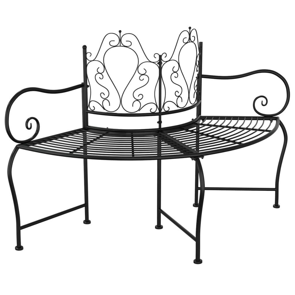 Helloshop26 - Banc de jardin meuble de patio d'extérieur terrasse tour d'arbre 150 cm noir acier - Imagen 1