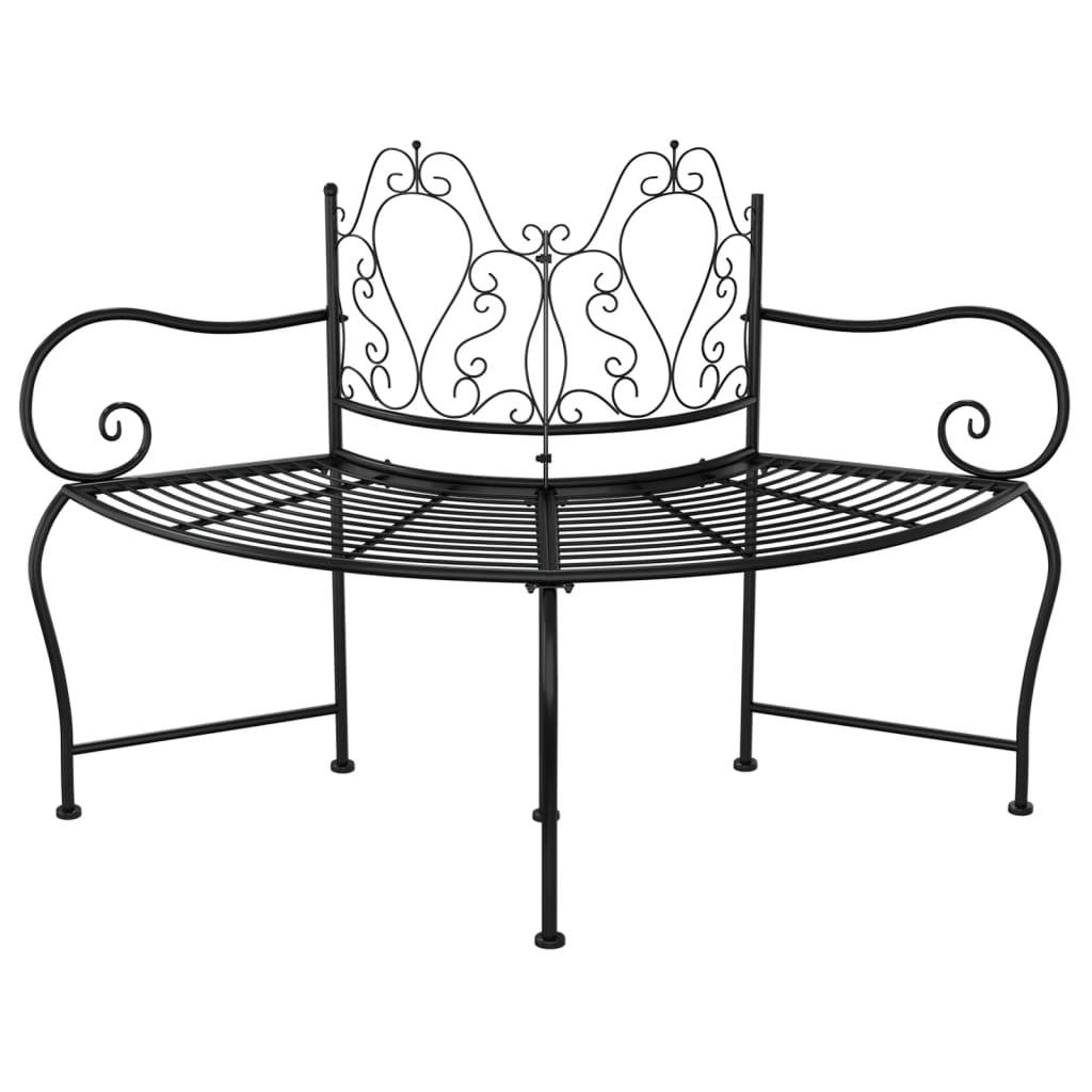 Helloshop26 - Banc de jardin meuble de patio d'extérieur terrasse tour d'arbre 150 cm noir acier - Imagen 3
