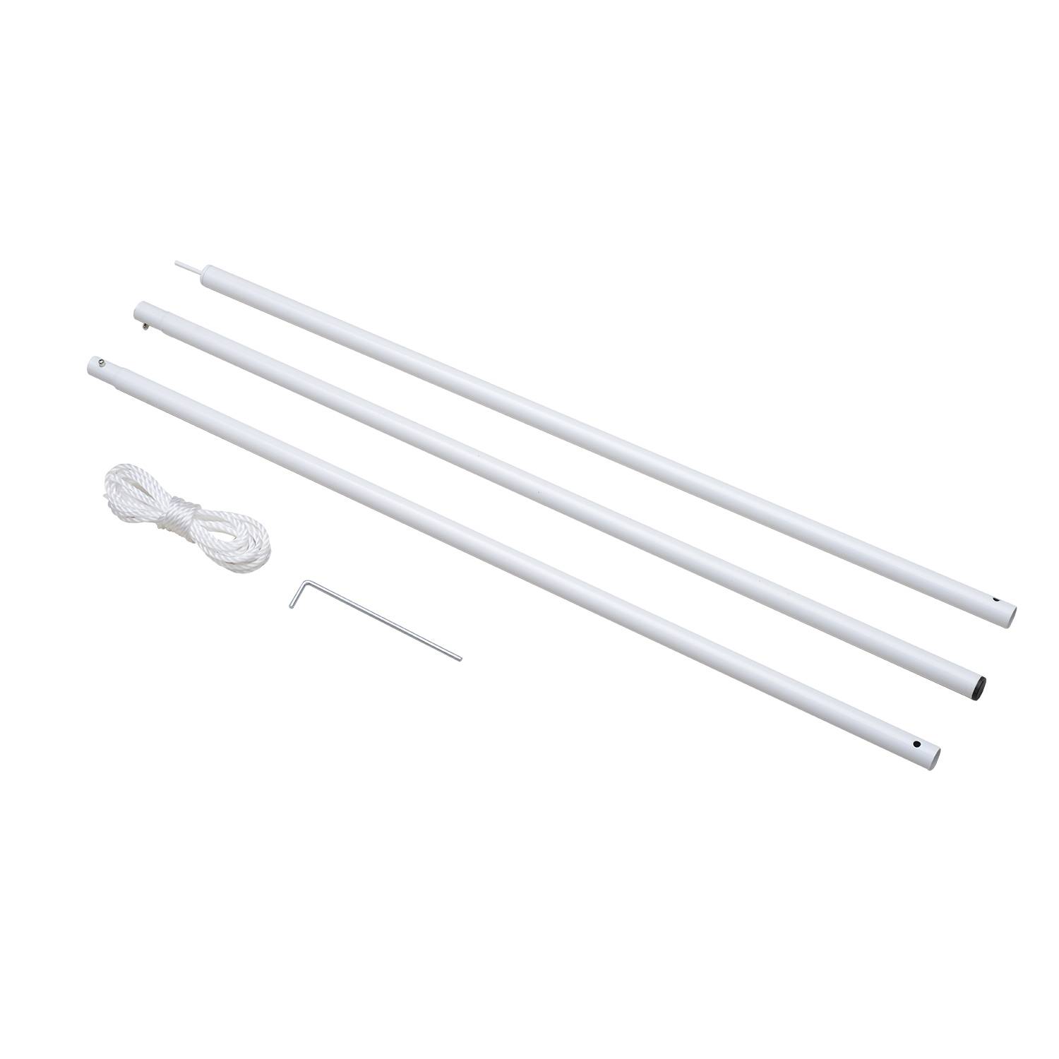 Outsunny - Mât de fixation voile d'ombrage - poteau voile d'ombrage - démontable 3 parties - réglable, accessoires - Ø 2,5 cm x 3H m - métal blanc - Outsunny - Imagen 1